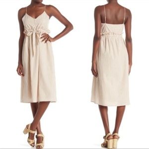 Line & Dot Striped Midi Dress with Bow